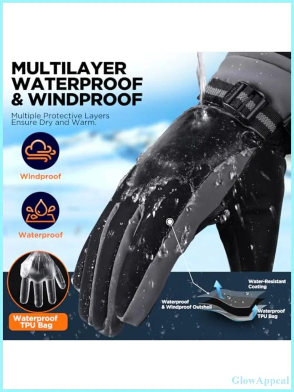 Thermal Ski Gloves Waterproof Windproof Touchscreen 3M Insulation Anti-Slip